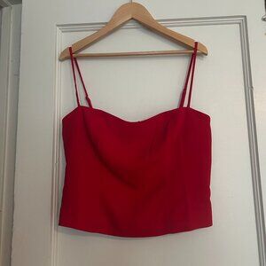 J. Crew Red Sweetheart Bustier Top in Drapey Crepe (size 2)